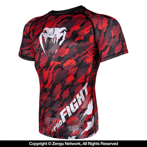 Venum-Tecmo Grappling Short Sleeve Rashguard - Red-3